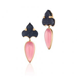 rosenquarz - schwarzer kristallisierter achat - roségold