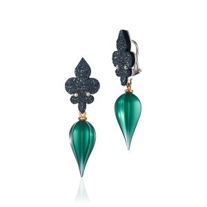 schwarzer kristallisierter achat - grüner quarz - roségold - silber