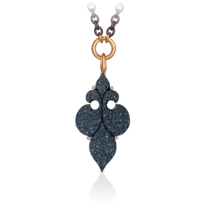 schwarzer kristallisierter achat - roségold - silber